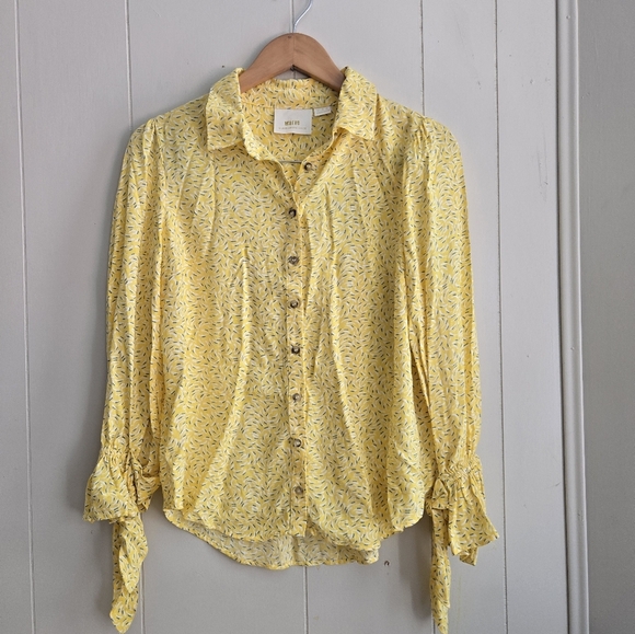 Maeve By Anthropologie Yellow Button-Down Shirt- Size 8 - Picture 2 of 7